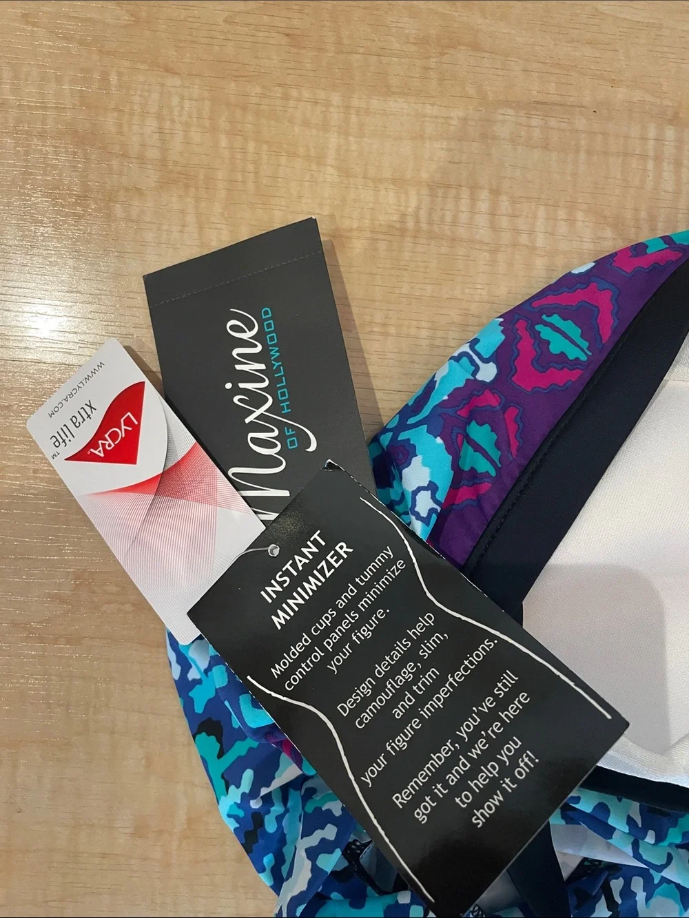Maxine Blue/Teal print one piece swim suit with removable straps New with tags